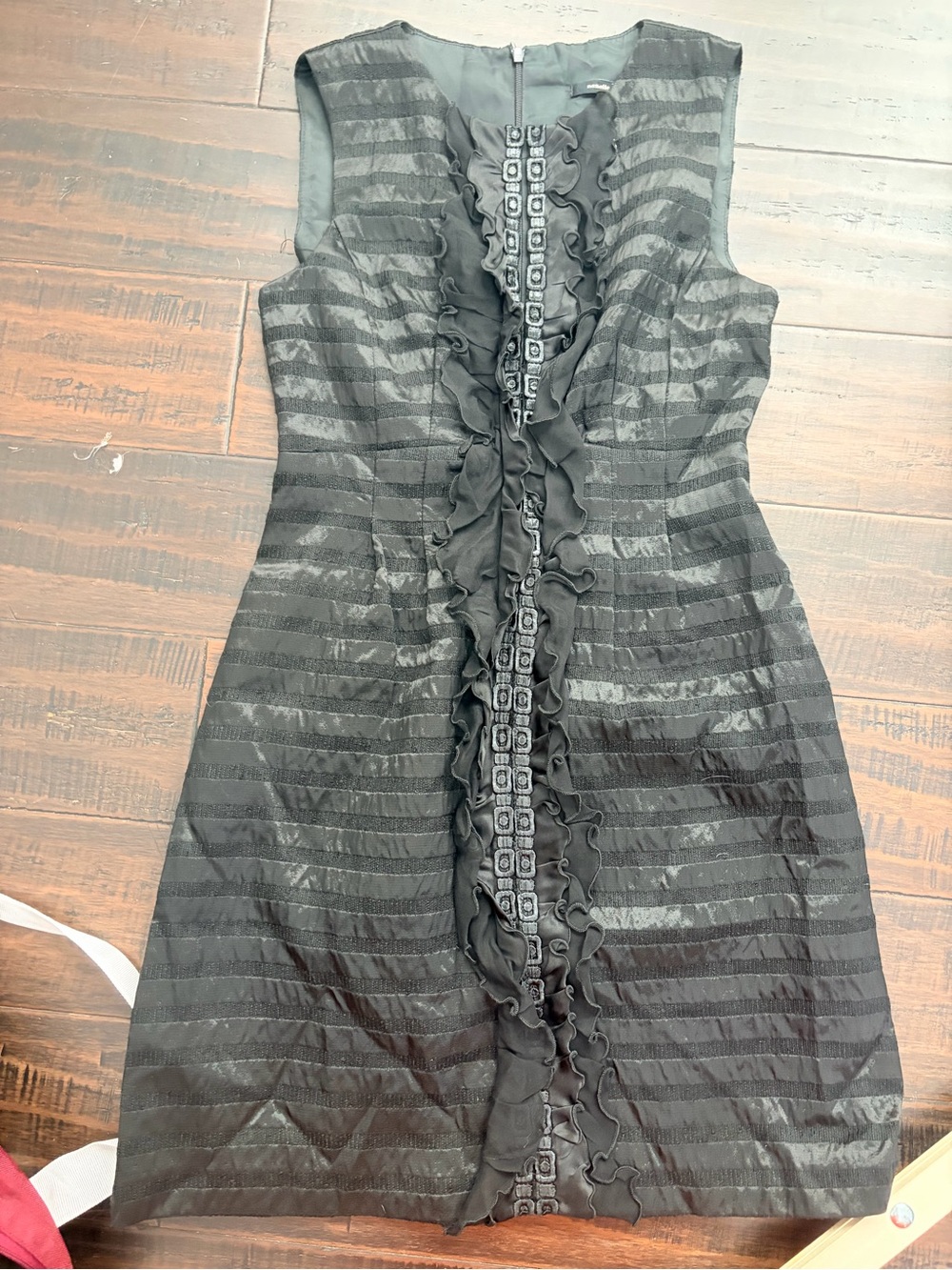 Classic Black Sleeveless Fit & Flare Dress Nanette lepore striped mesh - Picture 2 of 7